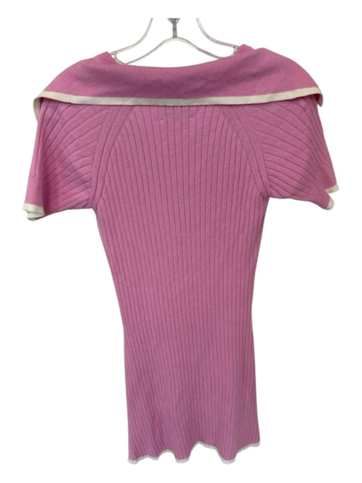 Matthew Bruch Size 2 Pink & White Cotton Blend Short Sleeve Collar Ribbed Dress Pink & White / 2