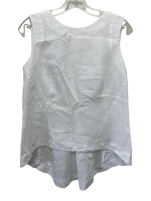 Lafayette 148 Size 2 White Linen Sleeveless Back Zip Top White / 2