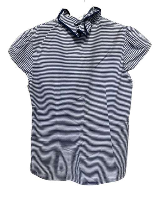Elizabeth McKay Size 6 Blue & White Cotton Striped Cap Sleeve Top Blue & White / 6