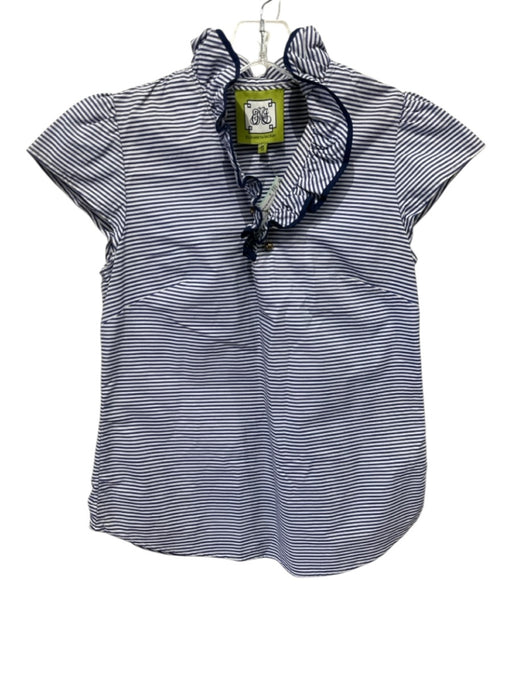 Elizabeth McKay Size 6 Blue & White Cotton Striped Cap Sleeve Top Blue & White / 6
