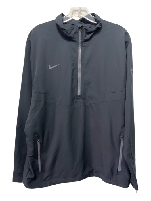 Nike Size L Black Synthetic Solid Windbreaker Quarter Zip Men's Jacket L