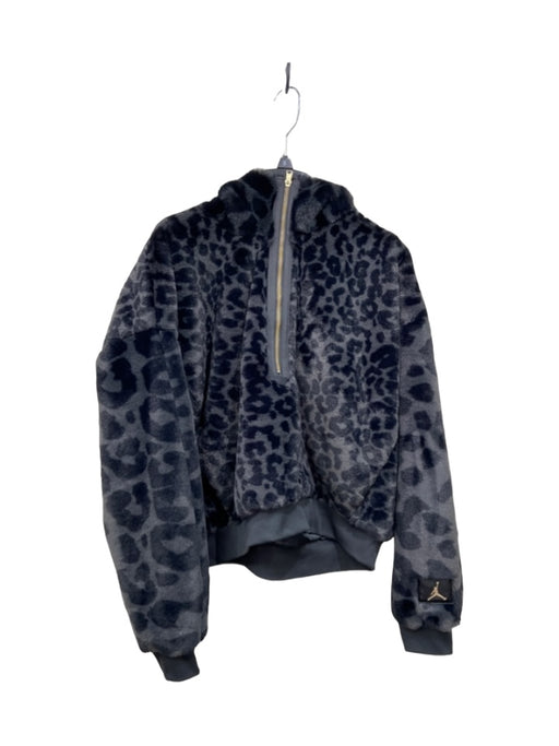 Nike Air Jordan Size M Gray & Black Polyester Faux Fur Animal Print Jacket Gray & Black / M