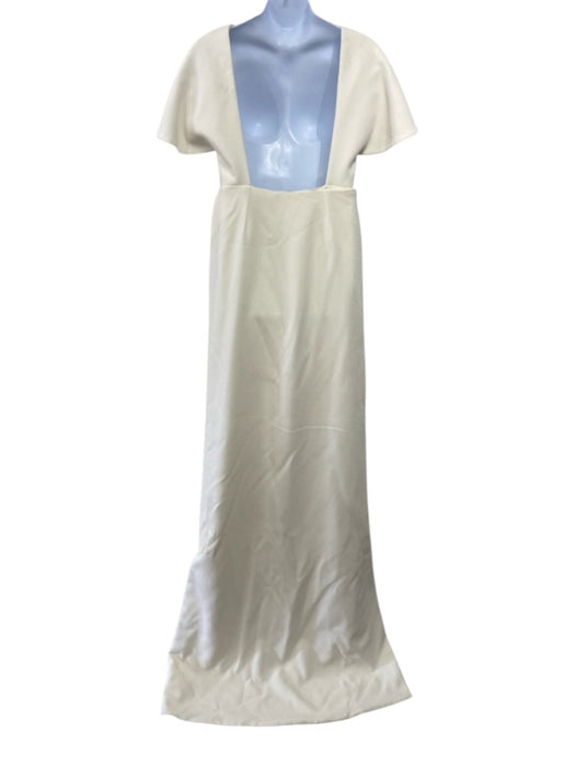 Emilia Wickstead Size 18 Ivory White Crepe Low Back Fold over collar Gown Ivory White / 18