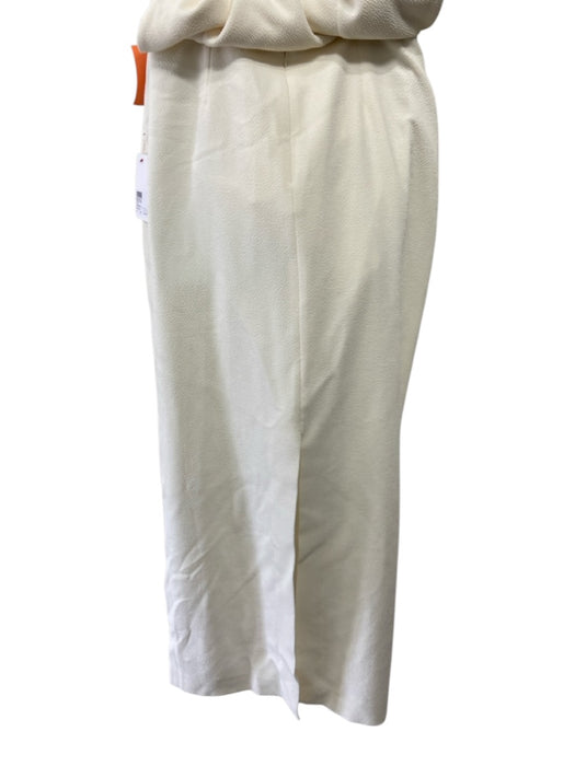 Emilia Wickstead Size 18 Ivory White Crepe Low Back Fold over collar Gown Ivory White / 18