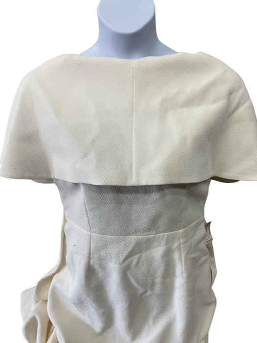 Emilia Wickstead Size 18 Ivory White Crepe Low Back Fold over collar Gown Ivory White / 18