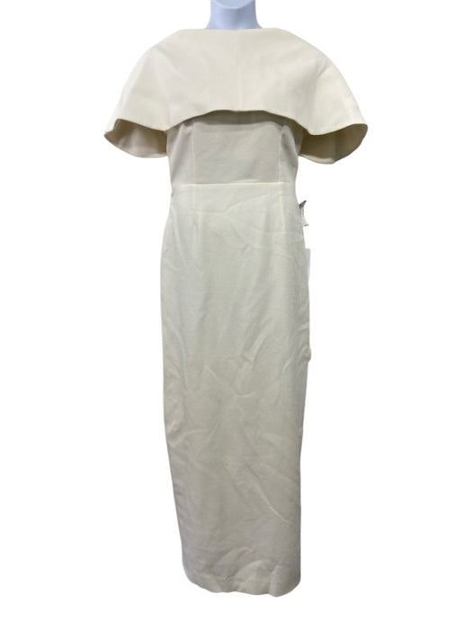 Emilia Wickstead Size 18 Ivory White Crepe Low Back Fold over collar Gown Ivory White / 18