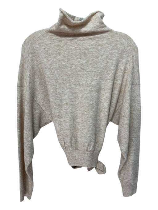 Wilfred Size S Beige Nylon Blend Turtleneck Tie Waist Ribbed Accents Sweater Beige / S