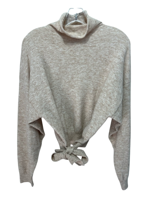 Wilfred Size S Beige Nylon Blend Turtleneck Tie Waist Ribbed Accents Sweater Beige / S