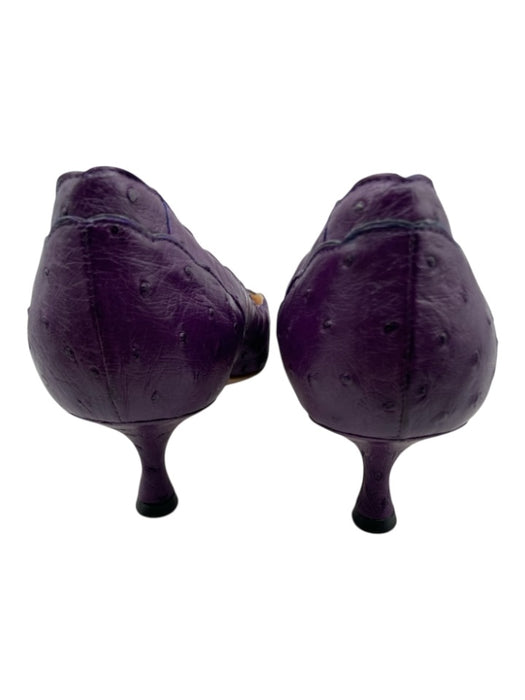 Manolo Blahnik Shoe Size 38.5 Deep Purple Ostrich Leather Pointed Toe Heels Deep Purple / 38.5