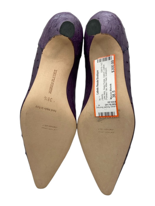 Manolo Blahnik Shoe Size 38.5 Deep Purple Ostrich Leather Pointed Toe Heels Deep Purple / 38.5