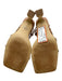 Marc Fisher Shoe Size 6.5 Tan Leather Open Square Toe Slip On Kitten Heel Heels Tan / 6.5