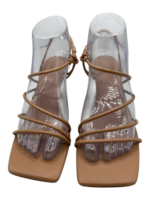 Marc Fisher Shoe Size 6.5 Tan Leather Open Square Toe Slip On Kitten Heel Heels Tan / 6.5