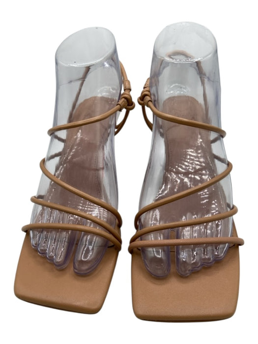Marc Fisher Shoe Size 6.5 Tan Leather Open Square Toe Slip On Kitten Heel Heels Tan / 6.5