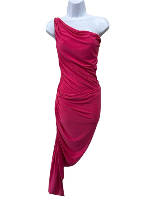 Norma Kamali Size XS Pink Polyester One Shoulder Ruched Dress Pink / XS