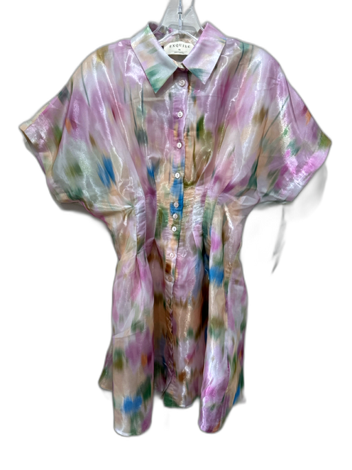 Exquise Size XS Multicolor Polyester Button Front Pintuck Dress Multicolor / XS