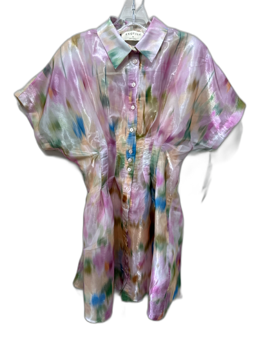 Exquise Size XS Multicolor Polyester Button Front Pintuck Dress Multicolor / XS