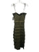 V. Chapman Size 2 Olive Green Polyester Blend Shirred Ruffle Tie Straps Dress Olive Green / 2