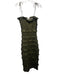 V. Chapman Size 2 Olive Green Polyester Blend Shirred Ruffle Tie Straps Dress Olive Green / 2