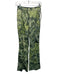 Ganni Size 32 / XS Green Polyester Blend Satin Abstract Floral High Rise Pants Green / 32 / XS