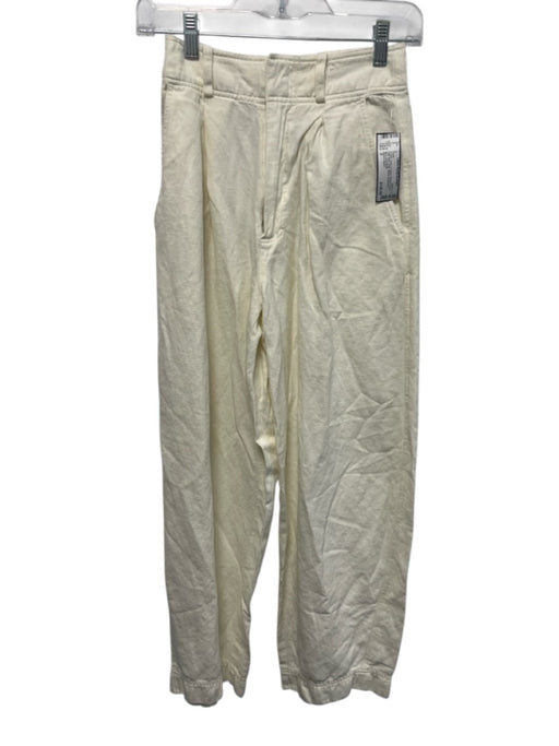 Apiece Apart Size 0 Cream Linen & Cotton Pleated Waist High Rise Crop Pants Cream / 0