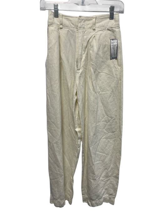 Apiece Apart Size 0 Cream Linen & Cotton Pleated Waist High Rise Crop Pants Cream / 0
