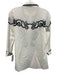 Anne Fontaine Size 40 / s White & Black Cotton Blend Embroidered Button Down Top White & Black / 40 / s