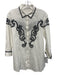 Anne Fontaine Size 40 / s White & Black Cotton Blend Embroidered Button Down Top White & Black / 40 / s