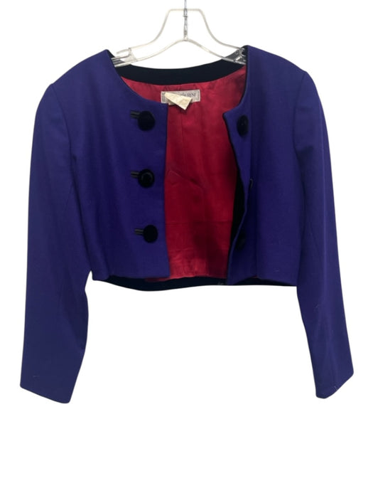Yves Saint Laurent Rive Gauche Size 34 Purple & Black Wool velvet buttons Jacket Purple & Black / 34