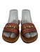 Celine Shoe Size 37 Brown Leather Gold Tone Hardware Logo Slide Sandals Brown / 37