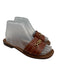 Celine Shoe Size 37 Brown Leather Gold Tone Hardware Logo Slide Sandals Brown / 37