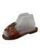 Celine Shoe Size 37 Brown Leather Gold Tone Hardware Logo Slide Sandals Brown / 37