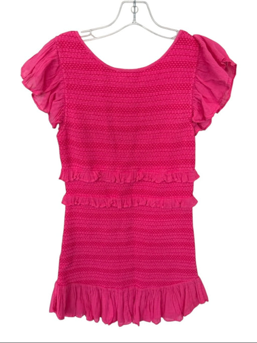 Loveshackfancy Size M Hot pink Cotton Flutter Sleeves smocked V Neck Dress Hot pink / M