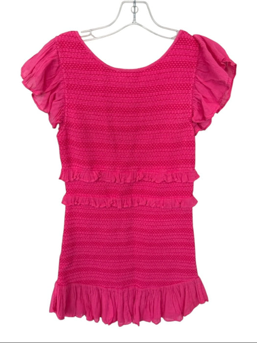 Loveshackfancy Size M Hot pink Cotton Flutter Sleeves smocked V Neck Dress Hot pink / M