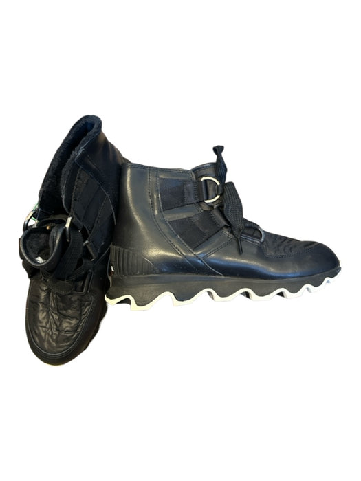 Sorel Shoe Size 8.5 Brown & Black Leather Block Heel stretch sides Booties Brown & Black / 8.5