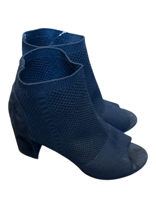 Eileen Fisher Shoe Size 8 Black Canvas Stretch Peep Toe Block Heel Booties Black / 8