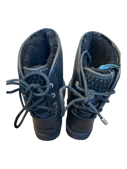 Ugg Shoe Size 8 Black Leather Shearling Lined Lace Up Back Booties Black / 8