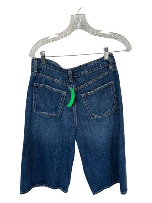 Zara Size 4 Dark Wash Cotton High Waist Wide Leg Bermuda Shorts Dark Wash / 4