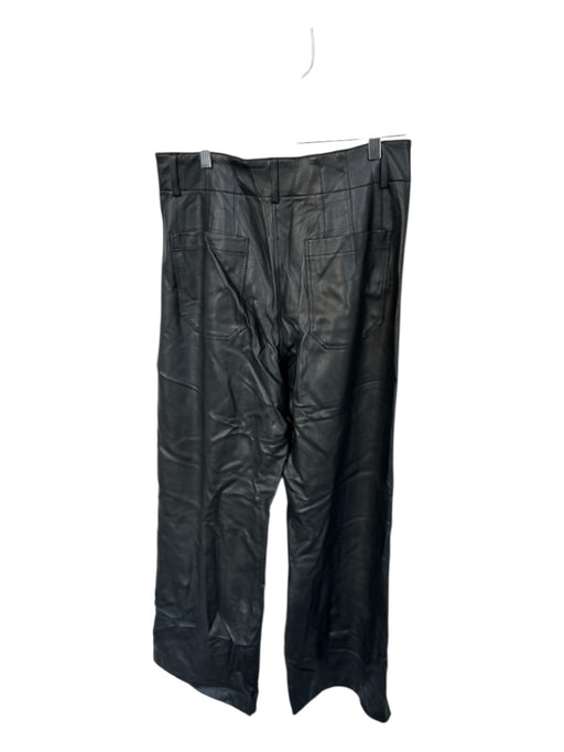 Maeve Size 31 Black Vegan Leather High Waist Wide Leg Pants Black / 31