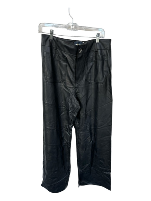 Maeve Size 31 Black Vegan Leather High Waist Wide Leg Pants Black / 31