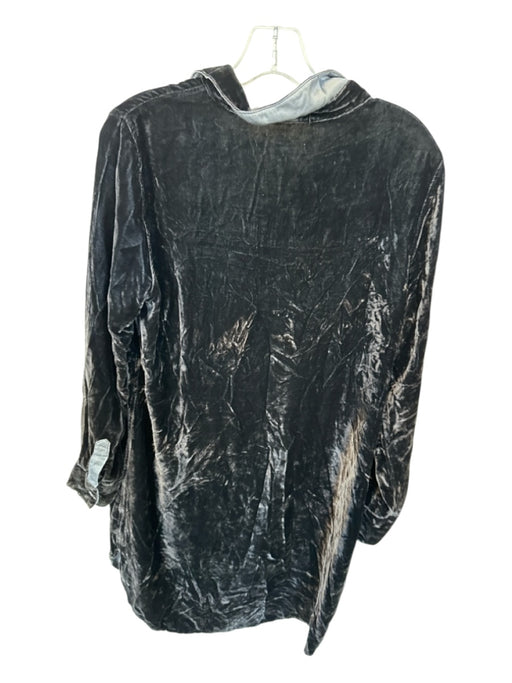 CP Shades Size S Black Velvet Long Sleeve Collar Button Down Dress Black / S