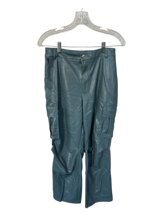 7 For All Mankind Size S Slate Blue Vegan Leather High Waist Wide Leg Pants Slate Blue / S
