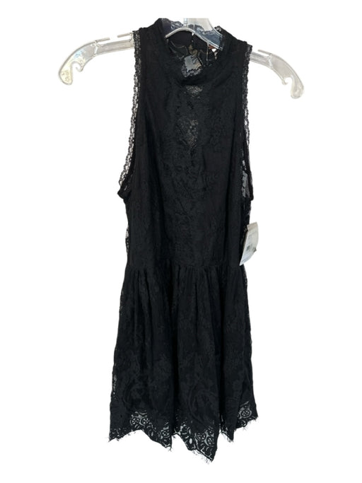 Free People Size 8 Black Lace Sleeveless Back Buttons Dress Black / 8