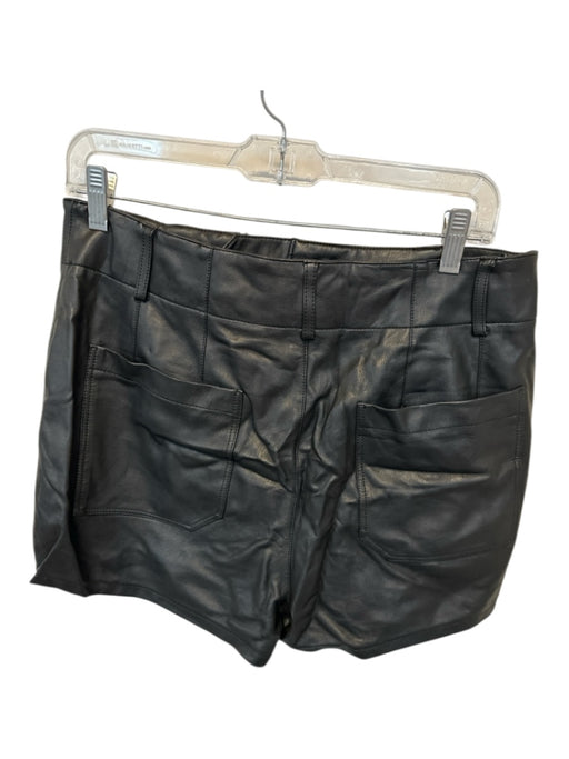 Maeve Size 32 Black Vegan Leather High Waist Front Pockets Shorts Black / 32