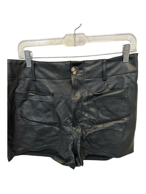 Maeve Size 32 Black Vegan Leather High Waist Front Pockets Shorts Black / 32