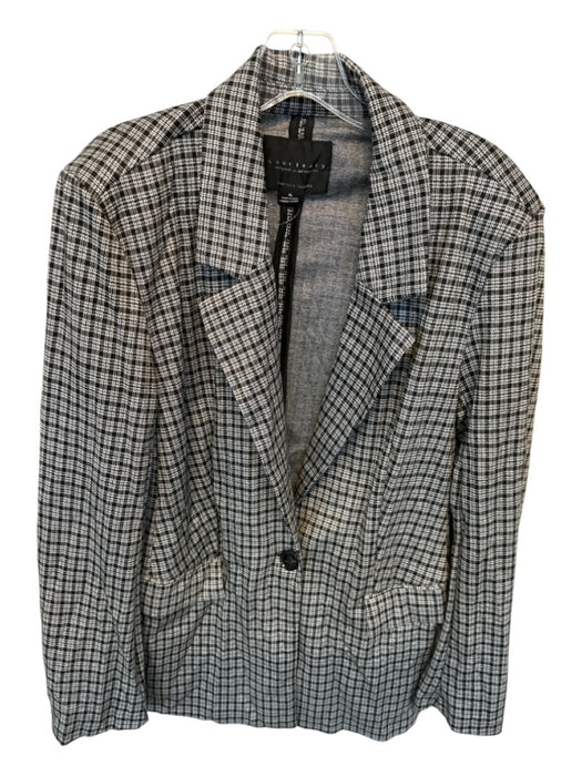 Sanctuary Size XL Black & Gray Polyester Blend Long Sleeve Checkered Jacket Black & Gray / XL
