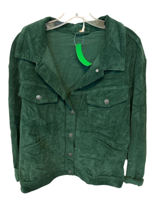 Free People Size XL Teal Green Corduroy Long Sleeve Buttons Jacket Teal Green / XL