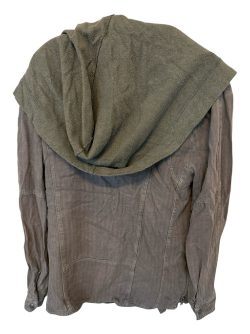 Free People Size L Gray Linen & Rayon Hood Full ZIp Jacket Gray / L