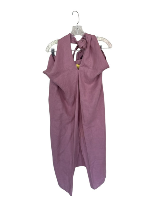 Zara Size L Purple Linen Halter Tie Oversized Mini Dress Purple / L