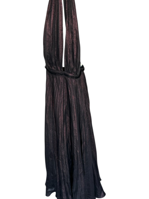 Carmen Marc Valvo Size Est xl Purple Sparkle Polyester Halter Top pleats Gown Purple / Est xl