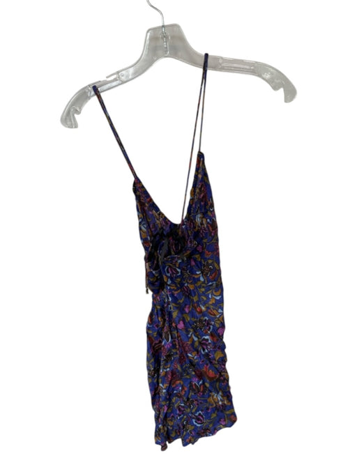 Free People Size M Purple & Multi Viscose Spaghetti Strap Racerback Dress Purple & Multi / M
